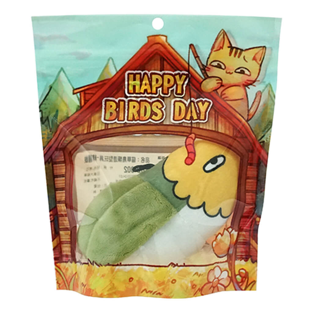 綠繡眼-貓草鳥類造型貓玩具