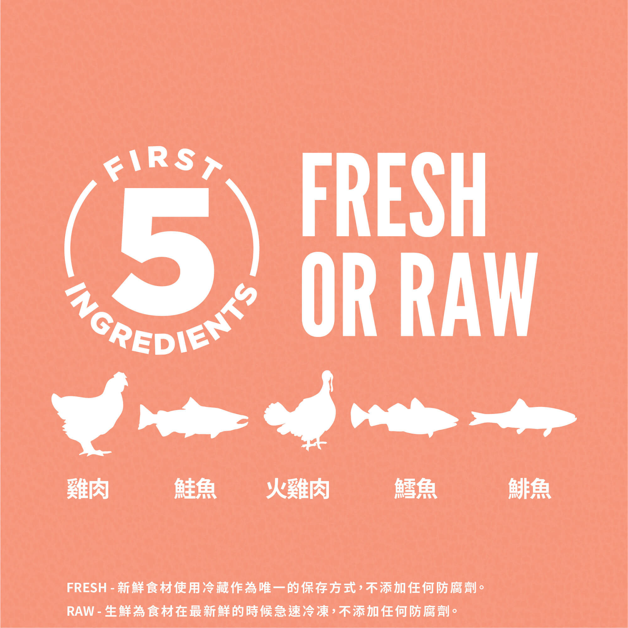 前五種新鮮或生鮮肉類-Orijen鮮雞小型幼犬無榖配方飼料 前五種新鮮或生鮮肉類-Orijen鮮雞小型幼犬無榖配方飼料